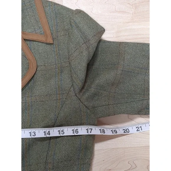 Dubarry Wool Tweed Equestrian Herringbone Blazer Jacket 3/4‎ Sleeve Green Tan 36